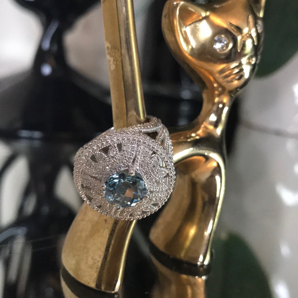 Judith Jack sterling silver, blue topaz ring